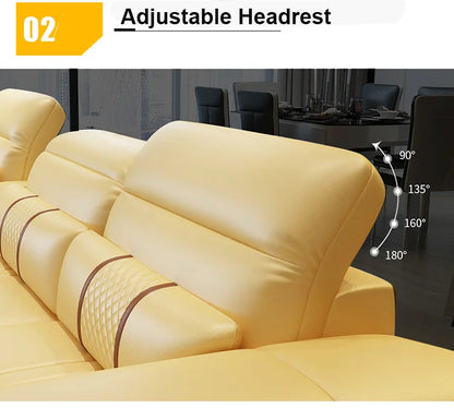 Leather Sectional Sofa for Living Room, Massage Recliner, Home Furniture, Modern Style