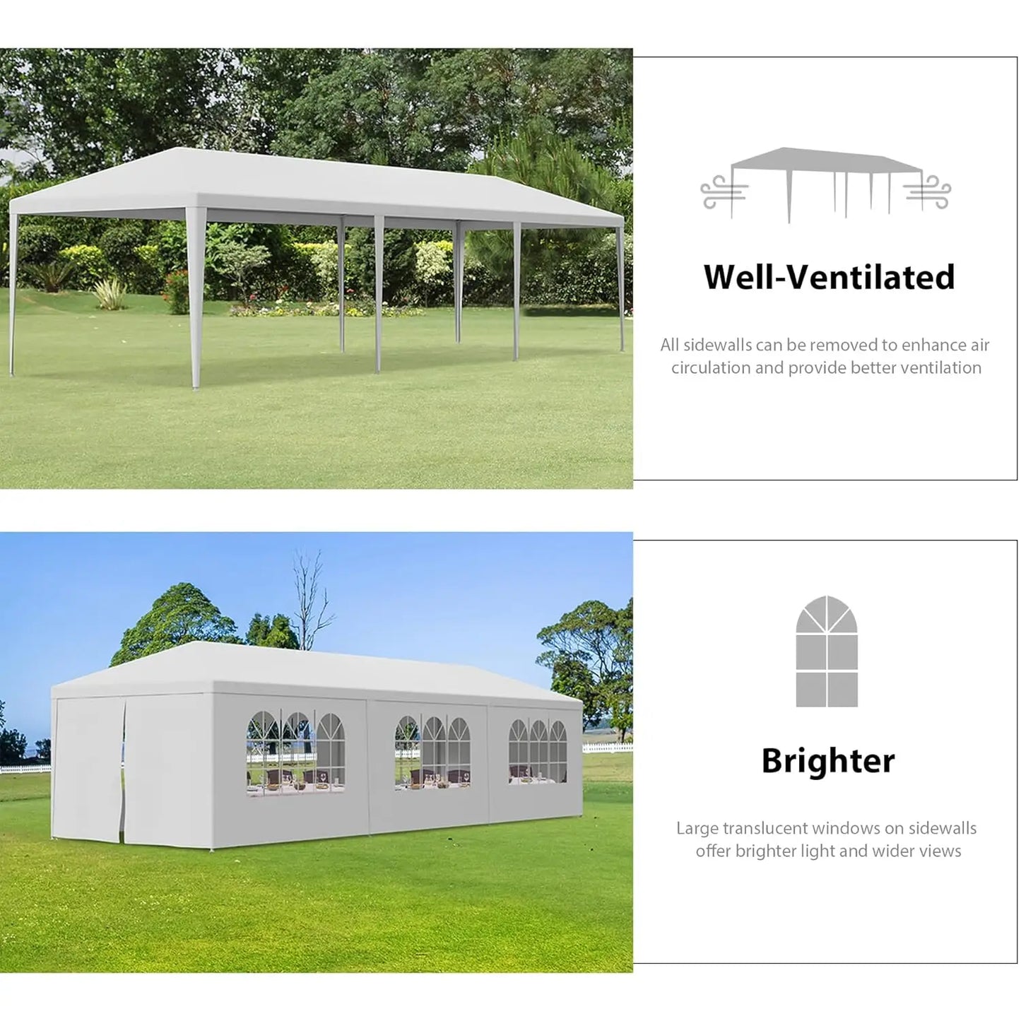 10x30 Party Tent Outdoor Canopy Tents for Parties with 8 Removable Sidewalls Heavy Duty Waterproof Gazebo Shelter, Customized
