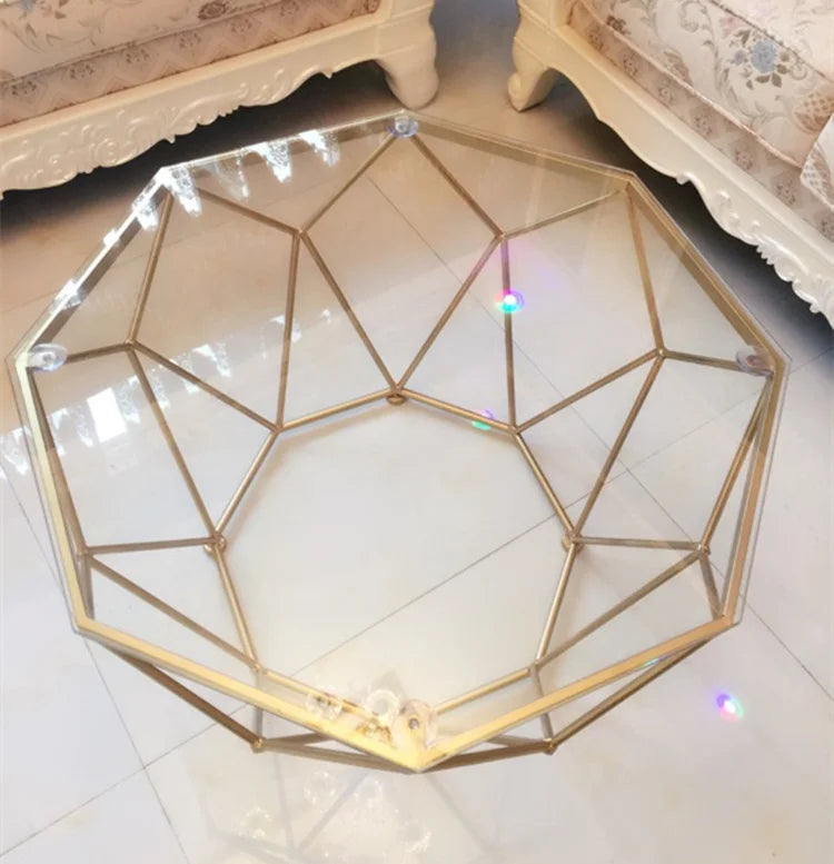 Nordic Light Luxury Tempered Glass Coffee Tables Small Apartment Sofa Side Table Simple Iron Corner Table Living Room Furniture
