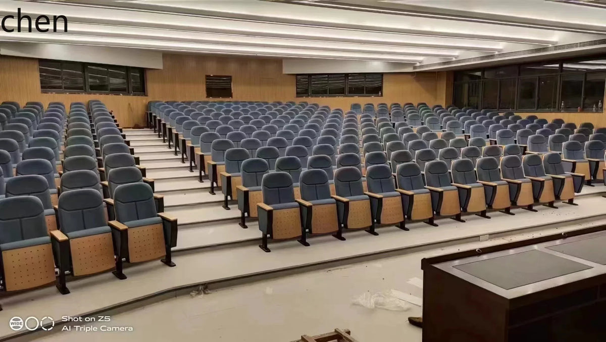HT Classroom Academic Hall with Writing Board Row Chairs Multifunctional Concert Hall Lecture Hall Seats