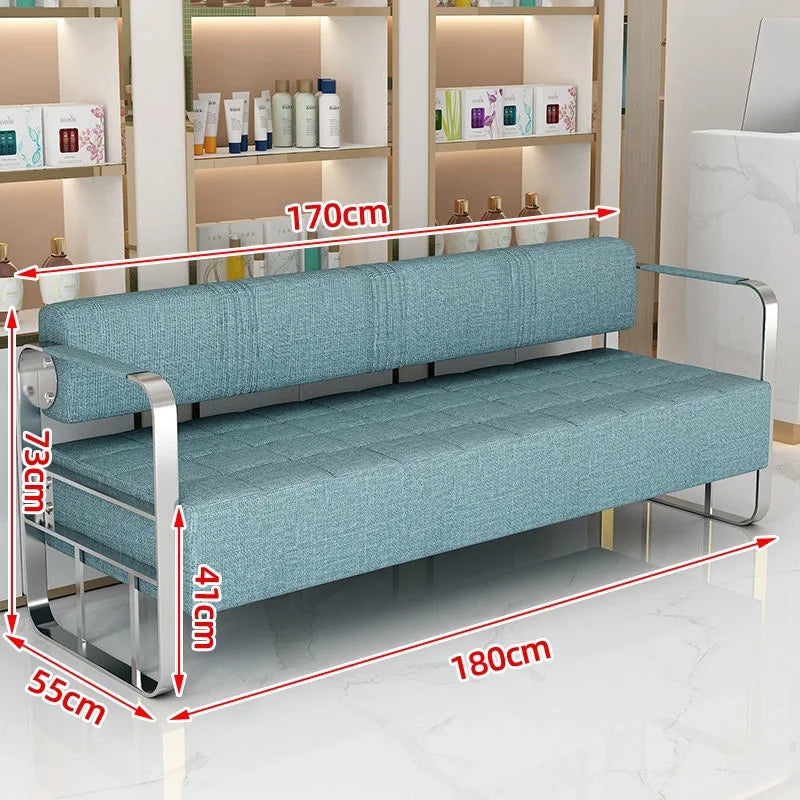 Famous Hair Salon Area Bench Hair Salon Waiting Light Luxury Stainless Steel Bar Sofa