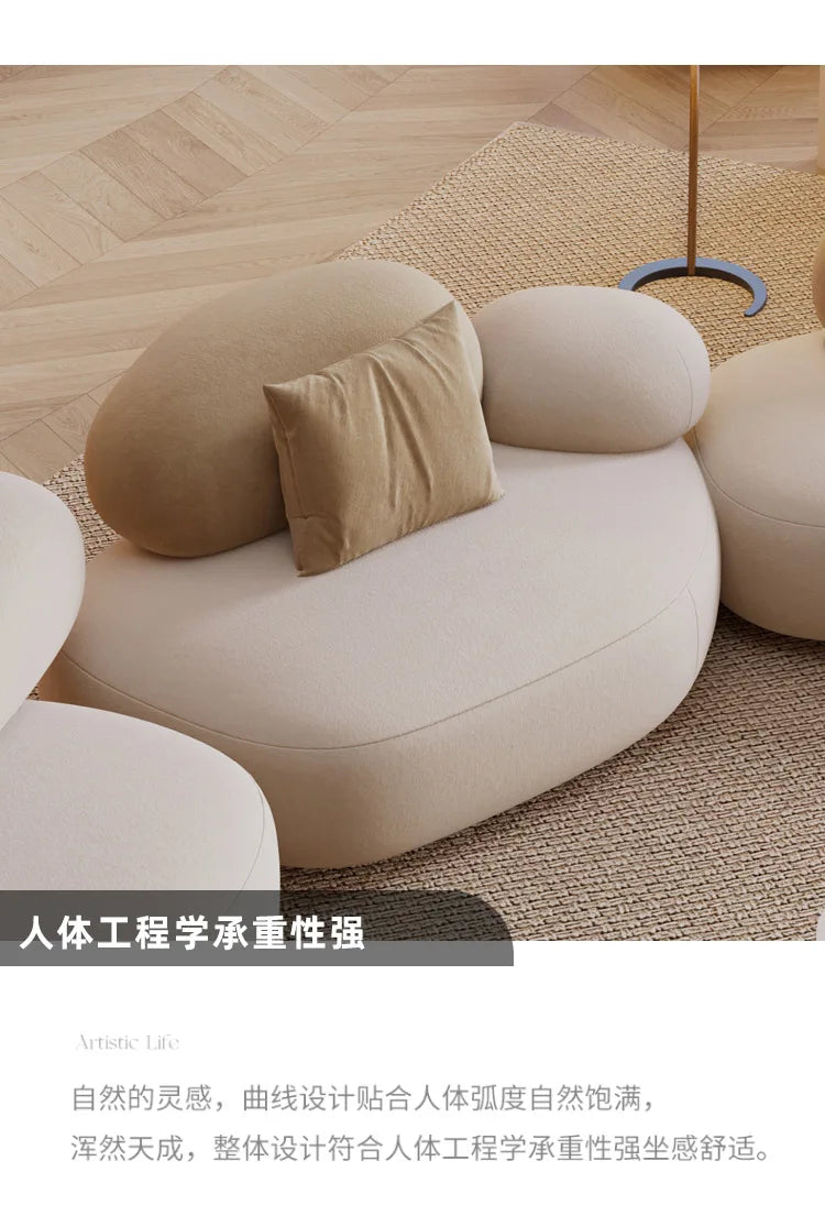 Fabric curved small apartment living room sofa light luxury modern sitting area reception