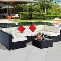 Budget-friendly Outdoor Rattan Woven Sofa, Outdoor Garden, Villa, Courtyard Balcony, Casual Corner Sofa, Coffee Table