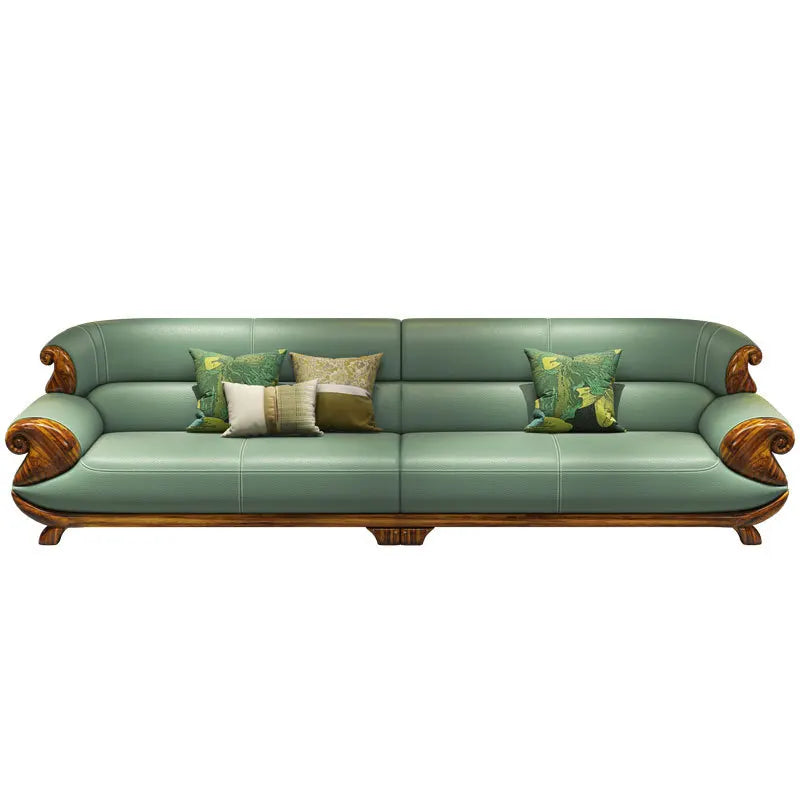 Leather sofa combination first layer cowhide modern new Chinese living room solid wood sofa furniture