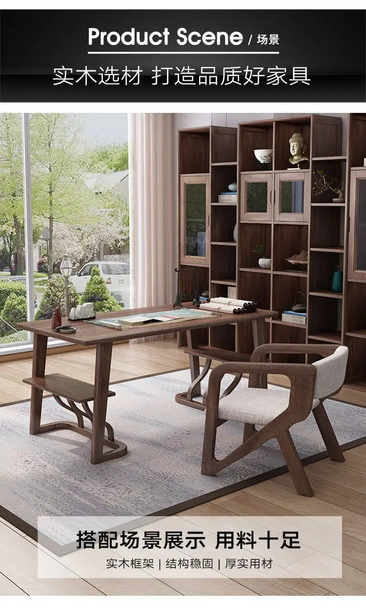 Walnut solid wood chair high value ins style book desk chair living room study back chair simple dining