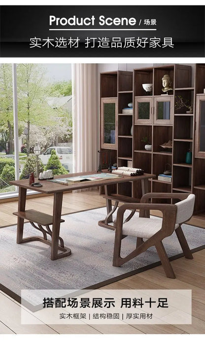 Walnut solid wood chair high value ins style book desk chair living room study back chair simple dining