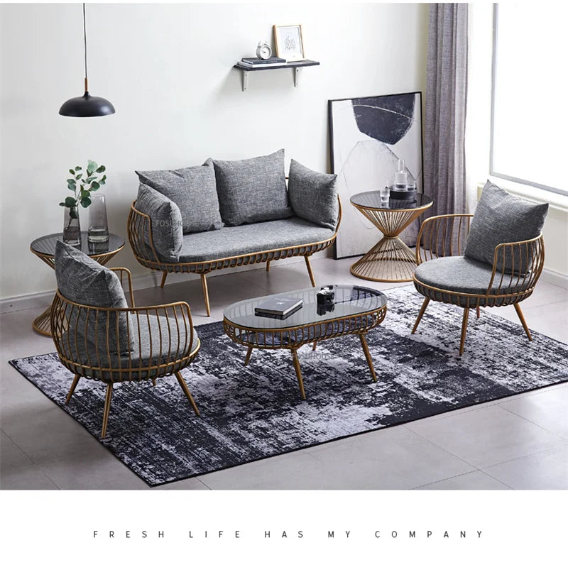 Living Room Furniture Bedroom Light Luxury Minimalist Single Sofa Chair Lounge Chair Nordic Wrought Iron Living Room Chairs