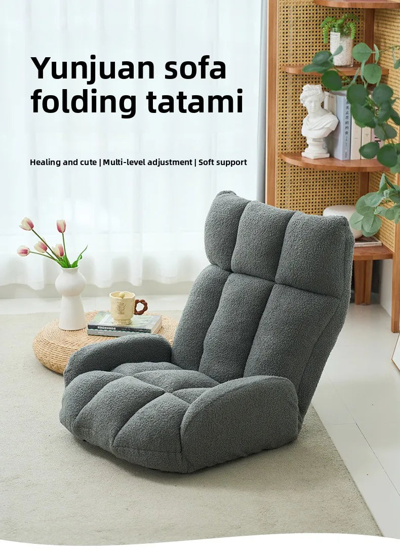 Folding lazy sofa,lounge chair,winter family bedroom balcony leisure chair,velvet fabric, adjustable backrest chair,soft cushion