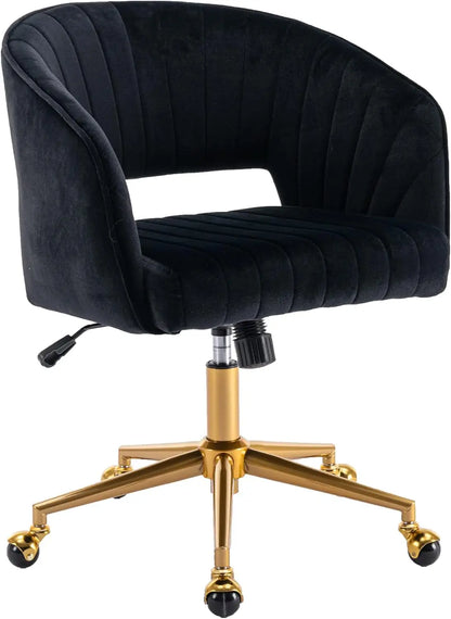 Home Office Chair Swivel Velvet Desk Chair Accent Armchair Upholstered Modern Tufted Chairs with Gold Base for Girls Women