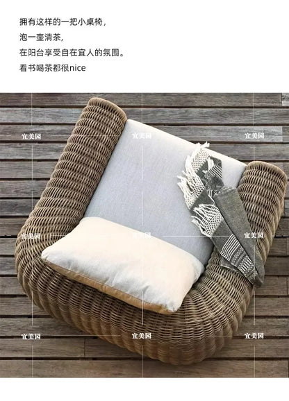 Leisure Rattan Outdoor Sofas Modern Courtyard Terrace Balcony Garden Sofas Accent Banquet Furniture Muebles Jardin Lshysf