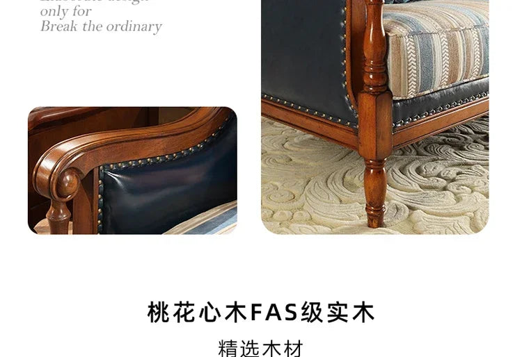 European Living Room Sofa Elegant Loveseat Wooden Modern Luxury Lounge Sofa Puffs Modular Wooden Canape Salon Furniture Home