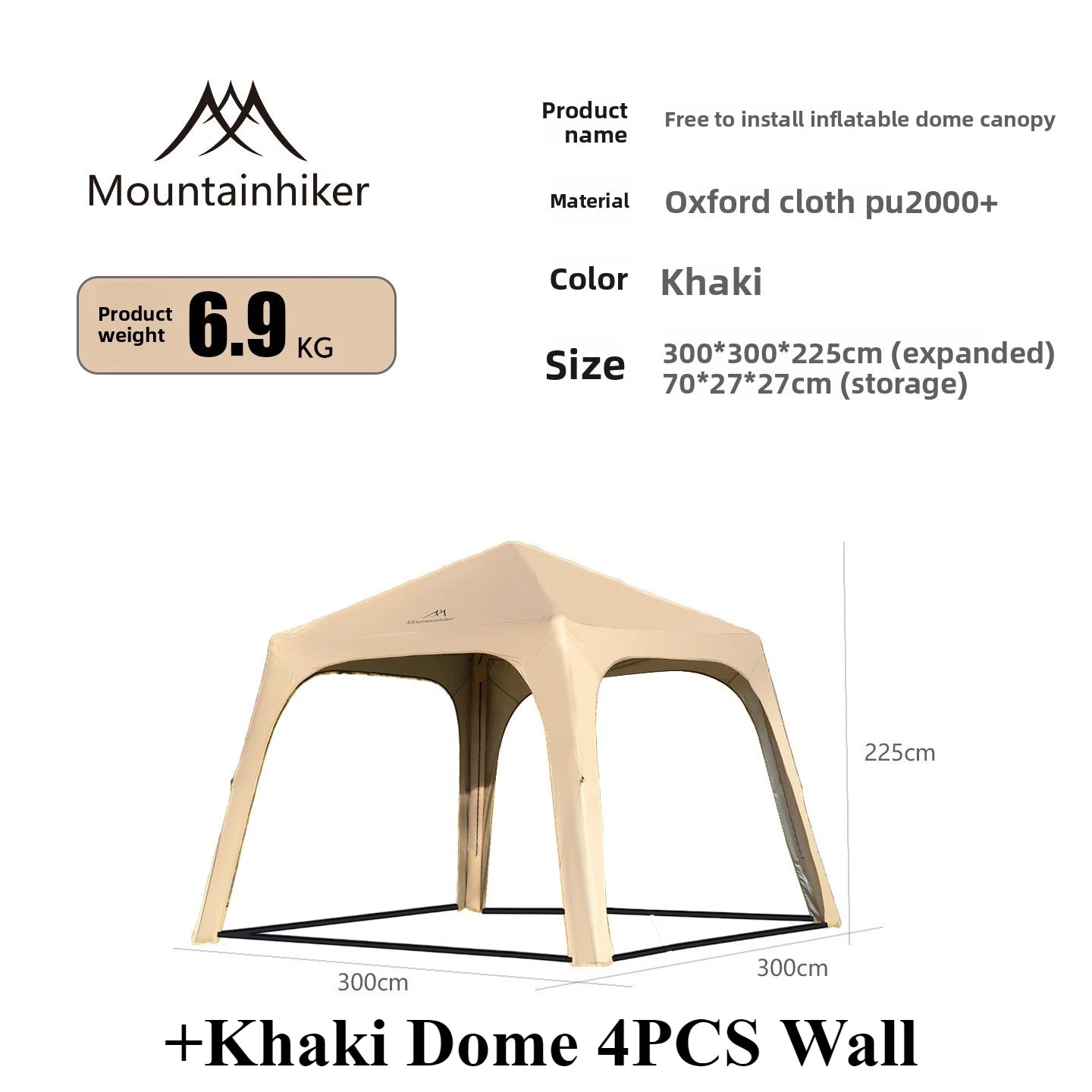 MOUNDAINHIKERInflatable Dome Outdoor Camping Waterproof Portable Tent Multiple People Large Capacity Park Sunscreen and Sunshade