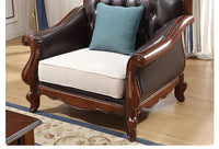 4*American all-solid wood leather sofa European double triple retro modern simple