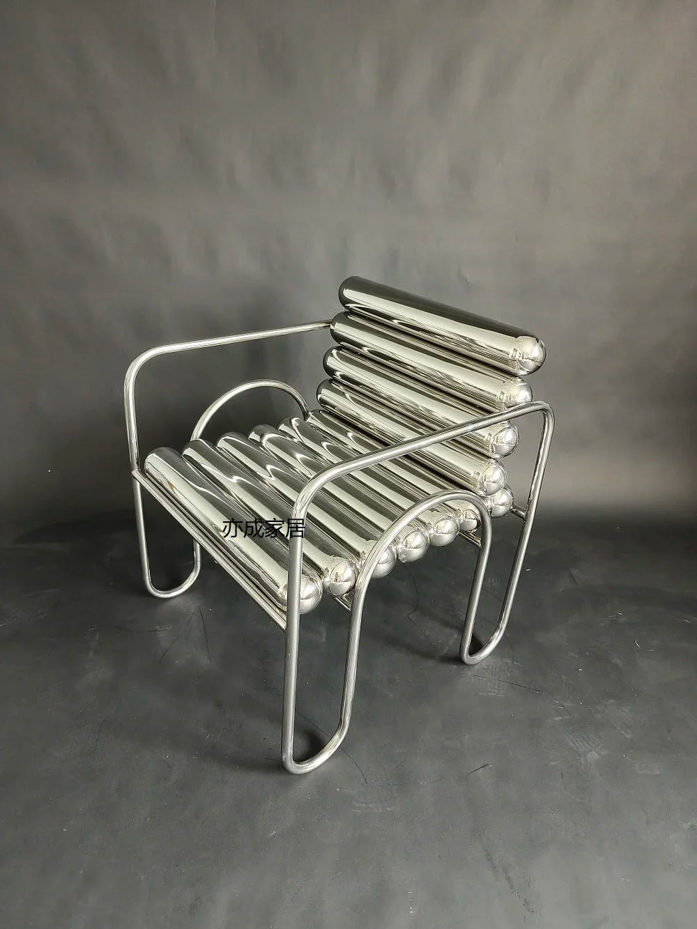 JJJJLight Luxury Minimalist Clothing Store Mirror Stainless Steel Coffee Table Stool Chair