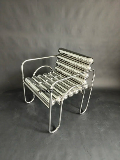 JJJJLight Luxury Minimalist Clothing Store Mirror Stainless Steel Coffee Table Stool Chair