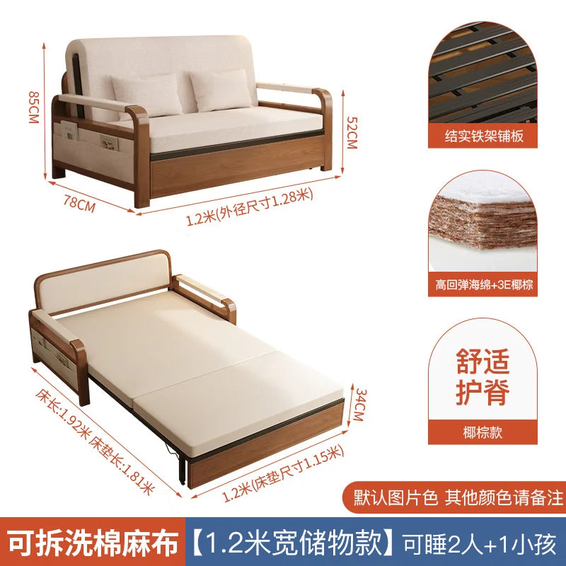 Light luxury home living room balcony folding sofa bed, single double multi functional telescopic bed