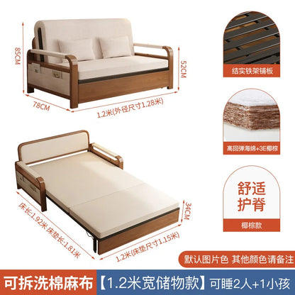 Light luxury home living room balcony folding sofa bed, single double multi functional telescopic bed