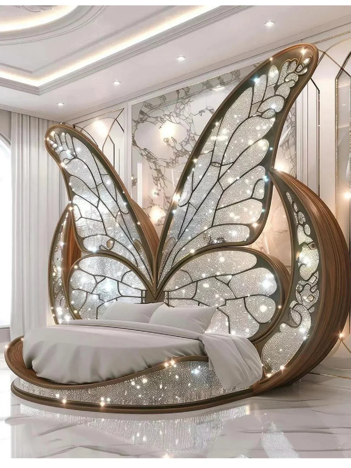 Princess  Butterfly Bed Villa Solid wood 2m bed 15 high French luxury bed bedroom custom