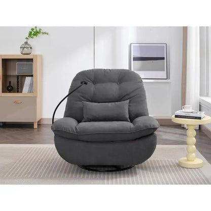 Power Recliner Swivel Glider with USB Charger and Bluetooth Music Player for Gaming, Working, and Leisure - Grey