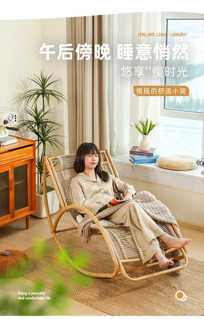 Balcony leisure rocking chair waterproof sunscreen courtyard recliner rattan