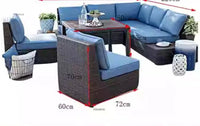 American Modern Courtyard Furniture Leisure Rattan Sofa Chairs Outdoor Country Corner Garden Sofas Patio Furniture Set a
