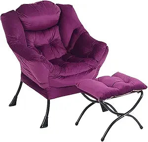 Lazy Chair with Ottoman, Modern Accent Leisure Upholstered Lazy Sofa , Contemporary Lounge Reading Chair with Armrests