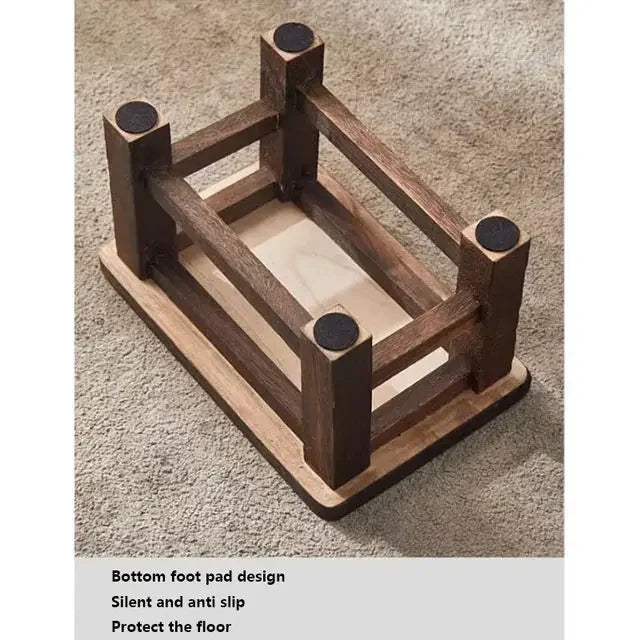 Adult Solid Wood Stool for Daily Use Shoe Changing Step Stool for Kitchen Bathroom Living Room Wooden Household Furniture