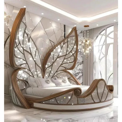 Princess  Butterfly Bed Villa Solid wood 2m bed 15 high French luxury bed bedroom custom