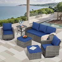 6-Piece Wicker Patio Furniture Set, Outdoor Conversation Set with PE Rattan Sectional Sofa & Swivel Chairs – Ideal for Indoor