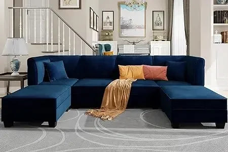 #For L-Shaped Modular Sectional Sofa, 3-Seater Comfy Cloud Couch with Ottoman/Chaise & 5 Pillows for Living Room Bedroom&