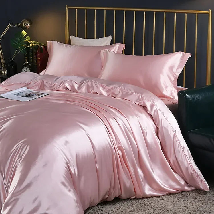 Luxury 100% Mulberry Silk Bedding Set with Duvet Cover Set Double King Queen Size Bedding Cover Kit 4pcs Bed Cover Bed Linen Set