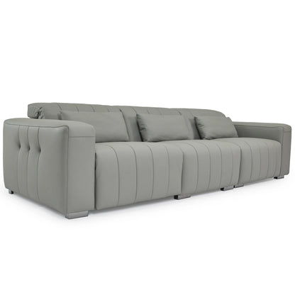 Dark Grey Genuine Leather Sectional Couches Luxury Electric Reclining Living Room Sofa