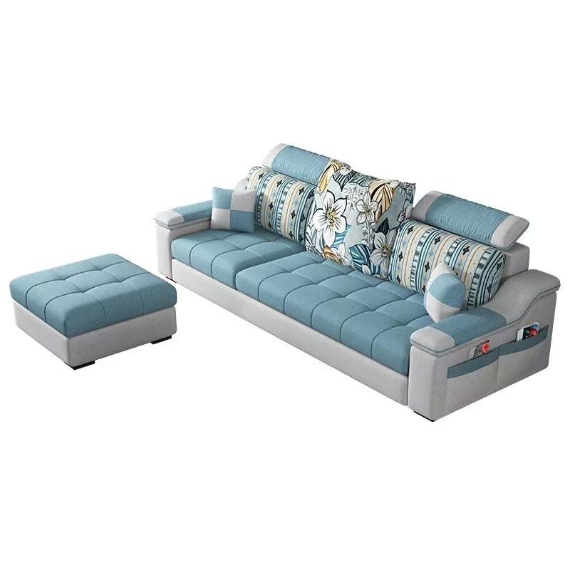 Modern minimalist Nordic fabric sofa with recliner family small apartment hotel living room bedroom