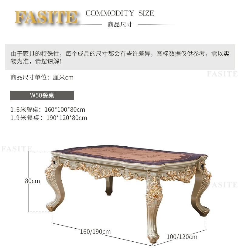 Nordic European solid wood dining table and chair combination household luxury American champagne gold dining table rectangular
