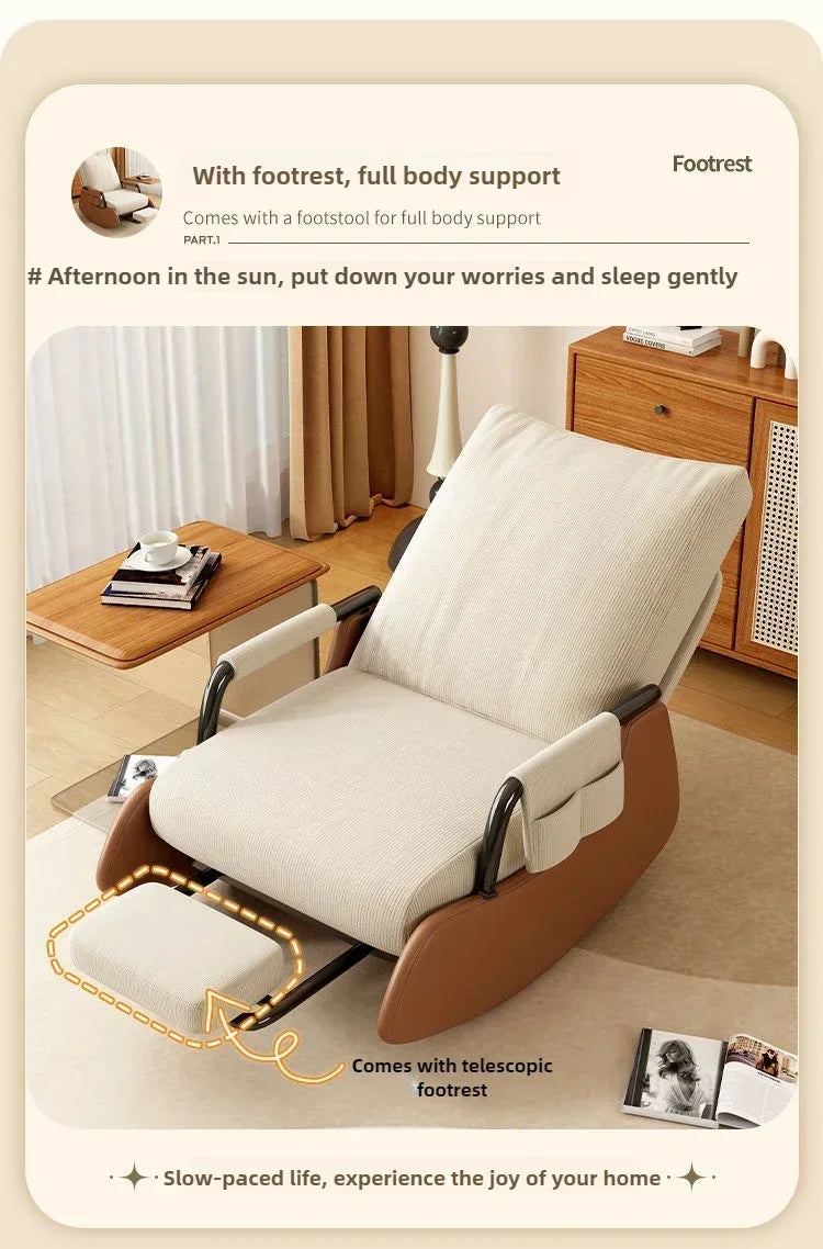 Reclining Lunch Break Folding Lazy Sofa Chair Adults Can Sit Reclining Office Nap Chair Balcony Household Rocking Chair