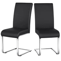Dining Chairs Modern Leather High Back Dining Room Chairs with Metal Legs Home Kitchen Furniture Black, 2PCS