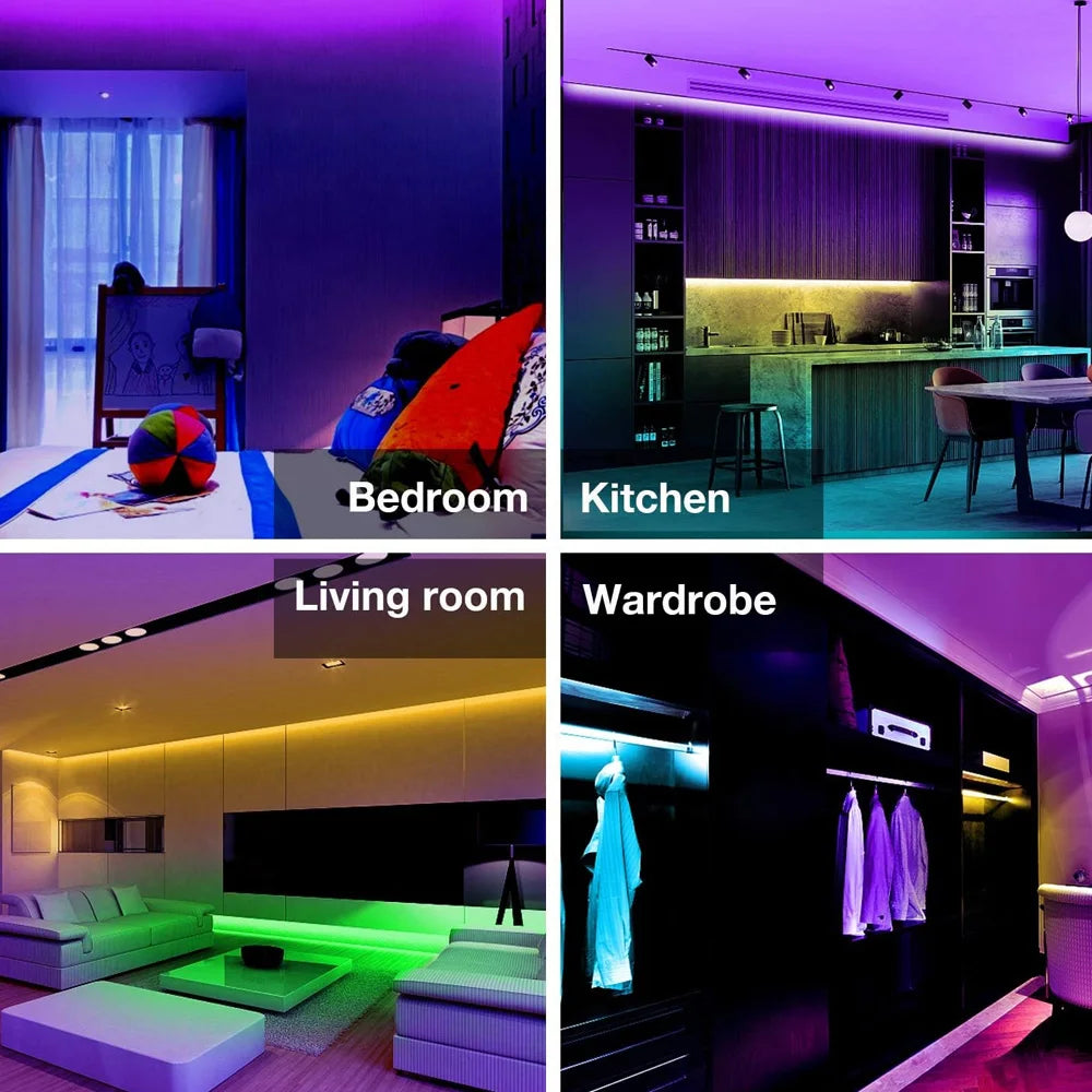 5M 10M 20M 24V COB RGB+CCT LED Strip Flexible Dimmable Room Cabinet Liner Light Bedroom Decor 2.4G RF Touch Panel Remote Control