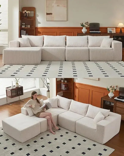 Cloud Modular Sectional Couch, Modern L Shaped Sofa, Memory Foam Compressed Sofa, Boneless Couch Perfect for Living Rooms a