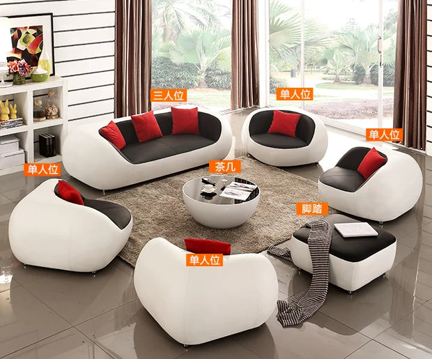 PatioLix Cute Luxury Nordic Sofa Set – Soft Lazy Loveseat & Modern Lounge Puffs