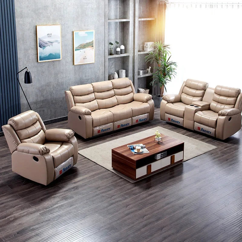 JC Living Room Leather Sofa Small Apartment Head Space Cabin Electric Reclining Massage Multi-functional Leisure Multi-functiona