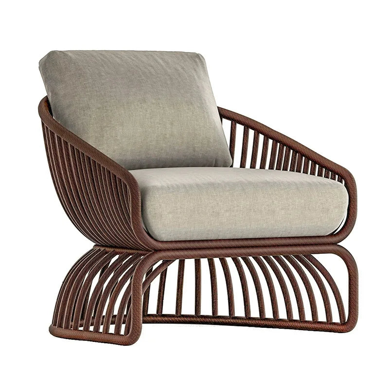 Leisure Outdoor Villa Rattan Sofa Chair Open Air Waterproof Sunscreen Courtyard Bed Hotel Homestay Outdoor Rattan