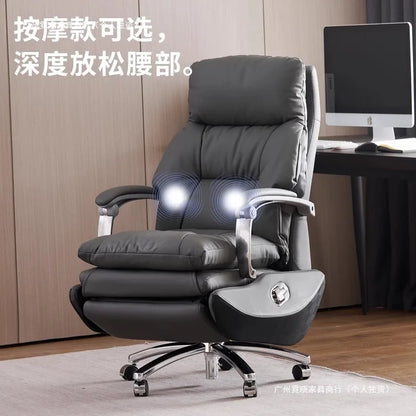 AOLIVIYA Top Layer Cowhide Electric Executive Chair for Home Office Comfortable Computer Swivel Chair Business President Reclini