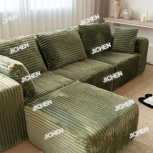 XJQC Compression Sofa Corduroy Combination Module Modular L-Type Multifunctional Boneless Compression Sofa Chair