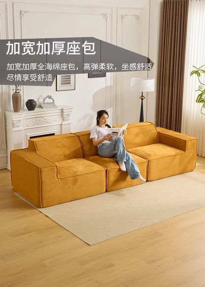 Vacuum compression sofa tofu block combination modern simple living room small apartment retro cross-border fabric furniture