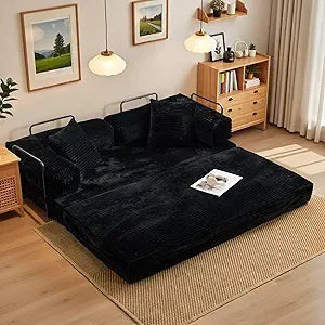 U-shaped Modular Sofa: Modern Minimalist Corduroy, No Assembly, Comfortable Living/Bedrooms (Black)