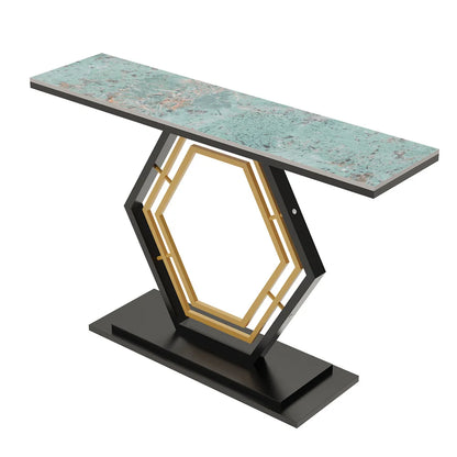 LUVODI Console Table for Entryway with Geometric Base Sleek Sintered Stone Top Long Accent Table for Hallway,Foyer Decor,Stora