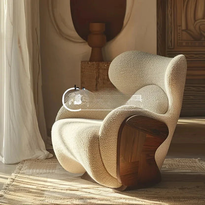 Italian style, retro solid wood leisure, living room bedroom single, medieval single sofa chair