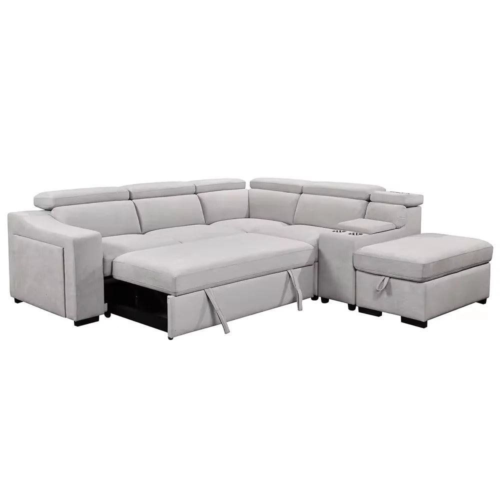 Sofa Furniture Fast Charger Cup Holder Functional Set Has Pull Out Bed and Storage Living Room Sofa