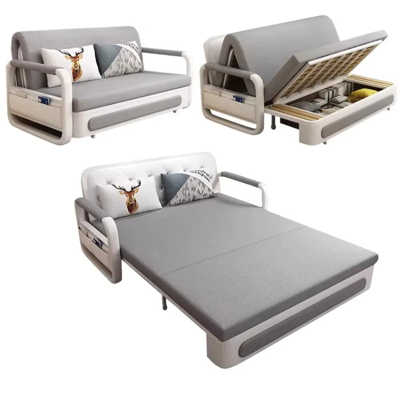 Technology cloth sofa bed dual purpose, multi functional foldable, small apartment in the living room, double fabric art