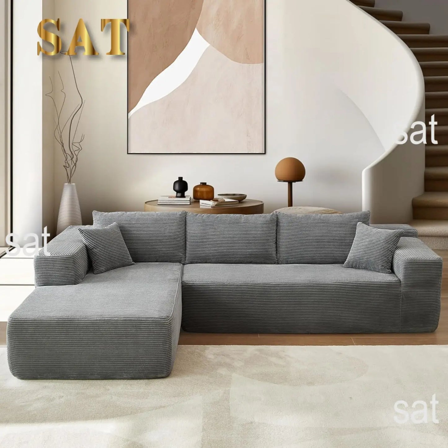 Modular Sectional Sofa with L-Shape Chaise Cloud Sectional Modern Sleeper Couch with Deep Seat Sponge Compression Sofas